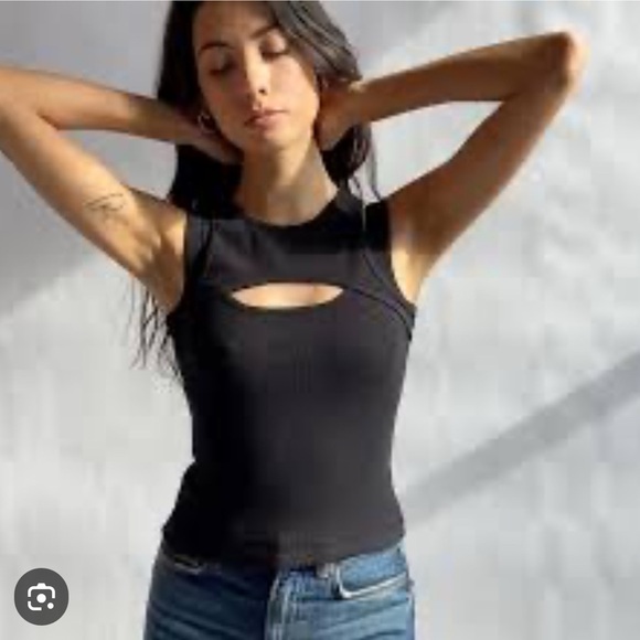 DORMELEVEN Womens Cut Out Ribbed Knit Fitted Tank Top XL - Picture 1 of 8